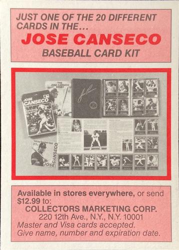 1990 Collectors Marketing #NNO Jose Canseco Back