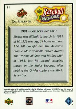 2005 Upper Deck Baseball Heroes #11 Cal Ripken Jr. Back