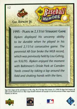 2005 Upper Deck Baseball Heroes #12 Cal Ripken Jr. Back