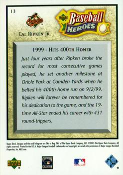 2005 Upper Deck Baseball Heroes #13 Cal Ripken Jr. Back