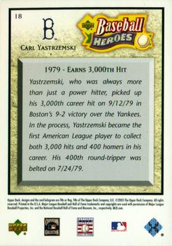 2005 Upper Deck Baseball Heroes #18 Carl Yastrzemski Back