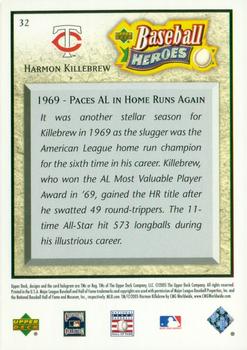 2005 Upper Deck Baseball Heroes #32 Harmon Killebrew Back