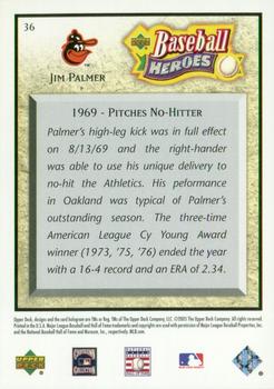 2005 Upper Deck Baseball Heroes #36 Jim Palmer Back