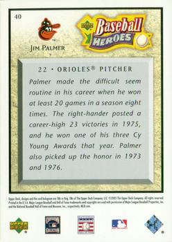 2005 Upper Deck Baseball Heroes #40 Jim Palmer Back