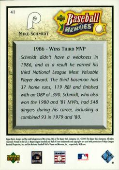 2005 Upper Deck Baseball Heroes #41 Mike Schmidt Back