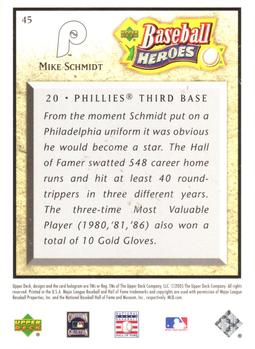 2005 Upper Deck Baseball Heroes #45 Mike Schmidt Back