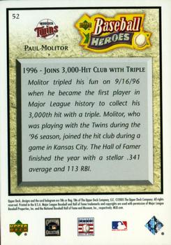 2005 Upper Deck Baseball Heroes #52 Paul Molitor Back