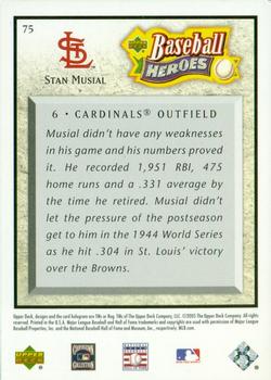 2005 Upper Deck Baseball Heroes #75 Stan Musial Back