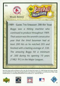 2005 Upper Deck Baseball Heroes #86 Wade Boggs Back