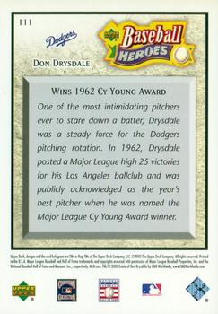 2005 Upper Deck Baseball Heroes #111 Don Drysdale Back