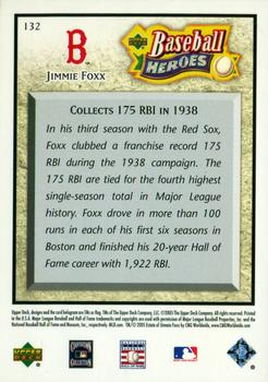 2005 Upper Deck Baseball Heroes #132 Jimmie Foxx Back