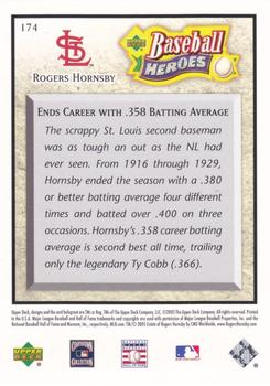 2005 Upper Deck Baseball Heroes #174 Rogers Hornsby Back