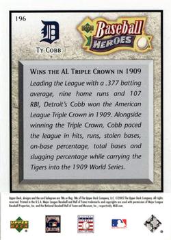 2005 Upper Deck Baseball Heroes #196 Ty Cobb Back