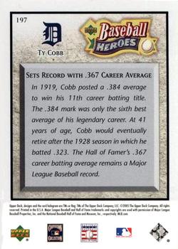 2005 Upper Deck Baseball Heroes #197 Ty Cobb Back