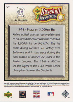 2005 Upper Deck Baseball Heroes #59 Al Kaline Back