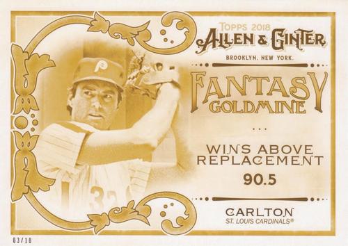 2018 Topps Allen & Ginter Fantasy Goldmine 5x7 - Gold 5x7 #FG-47 Steve Carlton Front