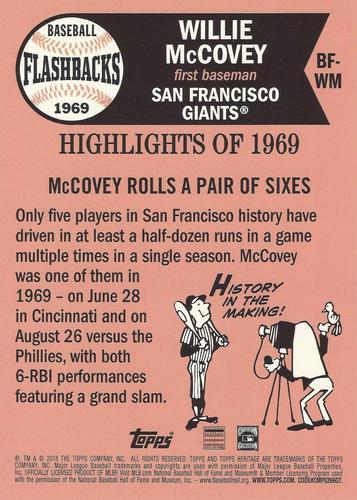 2018 Topps Heritage Baseball Flashbacks 5x7 #BF-WM Willie McCovey Back
