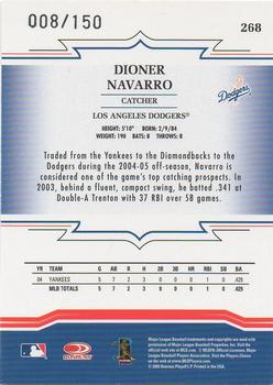 2005 Donruss Throwback Threads - Blue Century Proof #268 Dioner Navarro Back