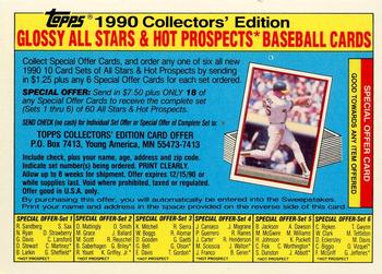 1990 Topps - Topps Company Store #NNO Topps 1990 Collectors' Edition: Glossy All Stars & Hot Prospects Offer Front