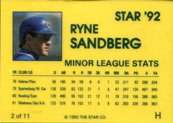 1992 Star Ryne Sandberg - Glossy #2 Ryne Sandberg Back