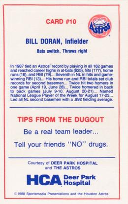 1988 Houston Astros Police #10 Bill Doran Back