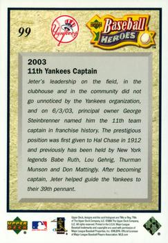 2005 Upper Deck - Baseball Heroes: Derek Jeter #99 Derek Jeter Back