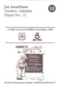 1989 Houston Colt .45s Smokey #15 Joe Amalfitano Back