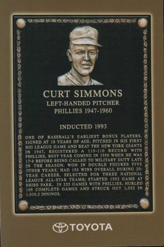 2006 Toyota Philadelphia Phillies Wall Of Fame #NNO Curt Simmons Front