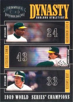 2005 Donruss Throwback Threads - Dynasty #D-4 Rickey Henderson / Dennis Eckersley / Jose Canseco Front