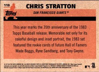 2018 Topps Update - 1983 Topps Baseball 35th Anniversary Chrome Silver Pack #119 Chris Stratton Back