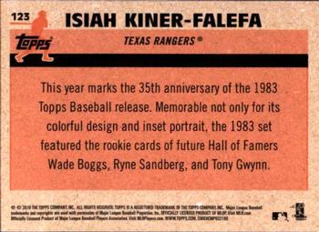 2018 Topps Update - 1983 Topps Baseball 35th Anniversary Chrome Silver Pack #123 Isiah Kiner-Falefa Back