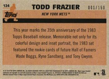 2018 Topps Update - 1983 Topps Baseball 35th Anniversary Chrome Silver Pack Blue Refractor #124 Todd Frazier Back