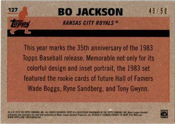 2018 Topps Update - 1983 Topps Baseball 35th Anniversary Chrome Silver Pack Gold Refractor #127 Bo Jackson Back