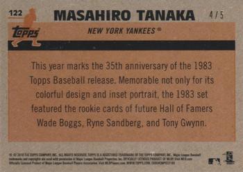 2018 Topps Update - 1983 Topps Baseball 35th Anniversary Chrome Silver Pack Red Refractor #122 Masahiro Tanaka Back