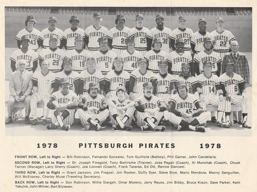 1978  Pittsburgh Pirates Team Photo #NNO Team Photo Front