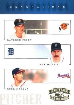 2005 Donruss Throwback Threads - Generations #G-10 Gaylord Perry / Jack Morris / Greg Maddux Front