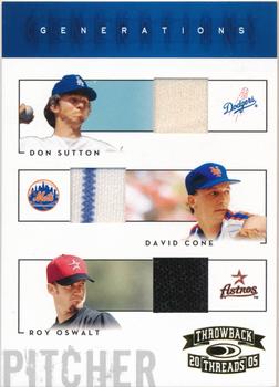 2005 Donruss Throwback Threads - Generations Material #G-22 Don Sutton / David Cone / Roy Oswalt  Front