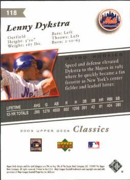 2005 Upper Deck Classics #118 Lenny Dykstra Back