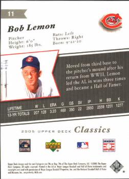2005 Upper Deck Classics #11 Bob Lemon Back