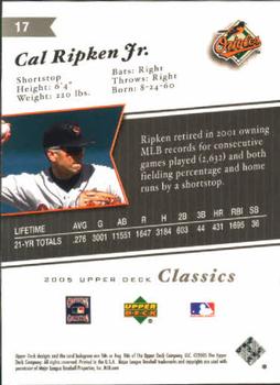 2005 Upper Deck Classics #17 Cal Ripken Jr. Back