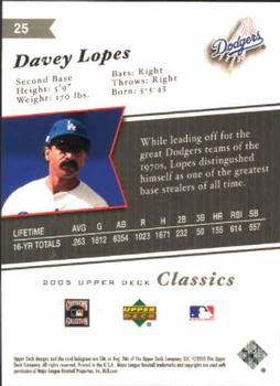 2005 Upper Deck Classics #25 Davey Lopes Back