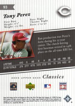 2005 Upper Deck Classics #93 Tony Perez Back