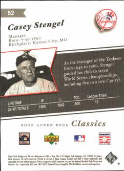 2005 Upper Deck Classics #52 Casey Stengel Back