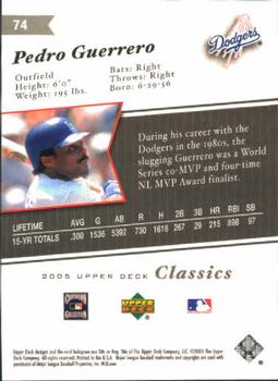 2005 Upper Deck Classics #74 Pedro Guerrero Back