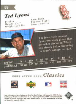 2005 Upper Deck Classics #89 Ted Lyons Back