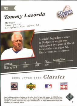 2005 Upper Deck Classics #92 Tommy Lasorda Back