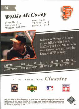2005 Upper Deck Classics #97 Willie McCovey Back