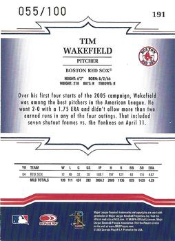 2005 Donruss Throwback Threads - Gold Century Proof #191 Tim Wakefield Back