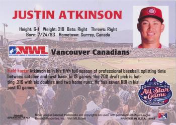 2015 Grandstand Northwest-Pioneer League All-Star Game #NNO Justin Atkinson Back