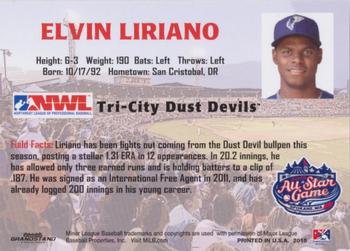 2015 Grandstand Northwest-Pioneer League All-Star Game #NNO Elvin Liriano Back